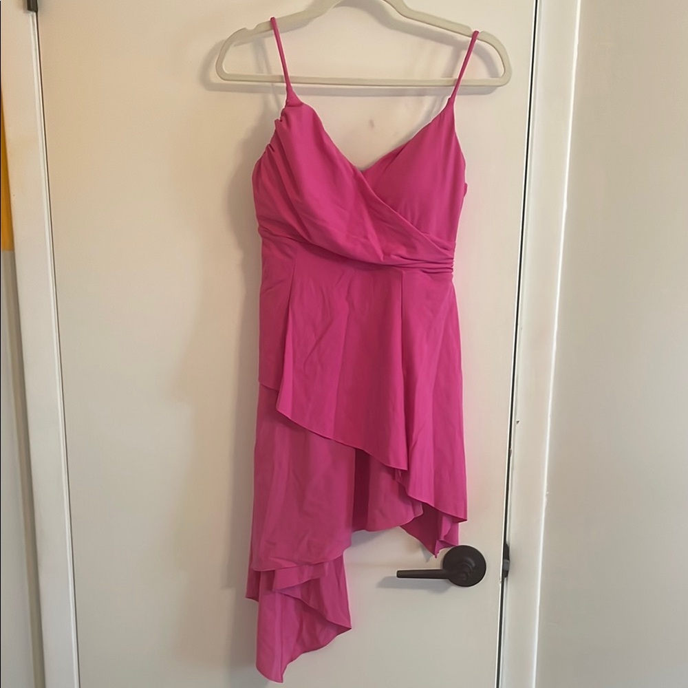 NWT HALARA Bubblegum Pink Asymmetrical Dress WITH SHORTS - Picture 4 of 10